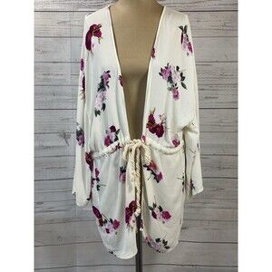 Rare Women’s Mink Pink White Floral Tie Kimono XS